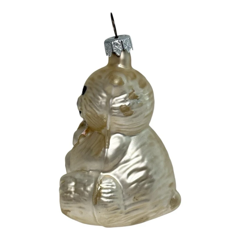 VTG‎ 1990's German Glass Polar Bear Mom/Dad & Baby Cub Christmas Ornament